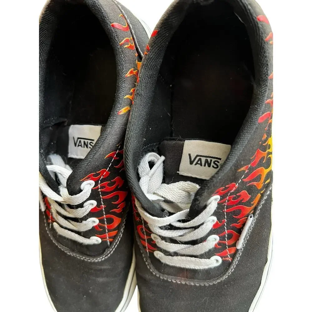 VANS Doheny Flames Fire Black canvas Y2K SK8 skate Streetwear youth size 6